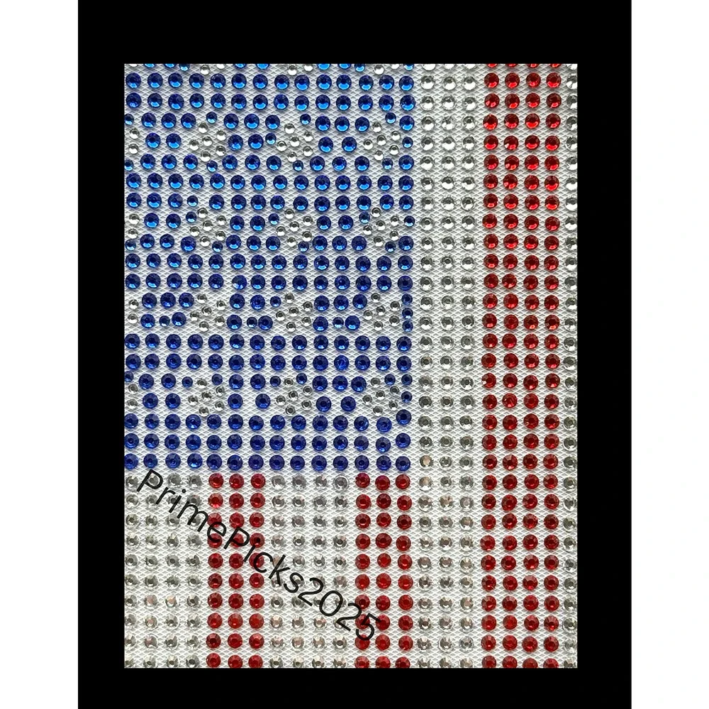 USA Flag Rhinestone Iron-On Patch 250th Birthday Bling Applique 11x7 DIY